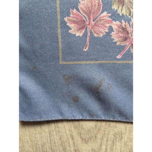 Vintage Blue Leaves Polyester Scarf Square Italy 27"x27" Machine Washable - Picture 4 of 5